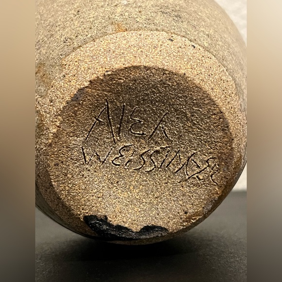 VTG Hand Thrown Pottery Vase With Decorative Glaze Artist Signed Alex Weissinger - Picture 4 of 4